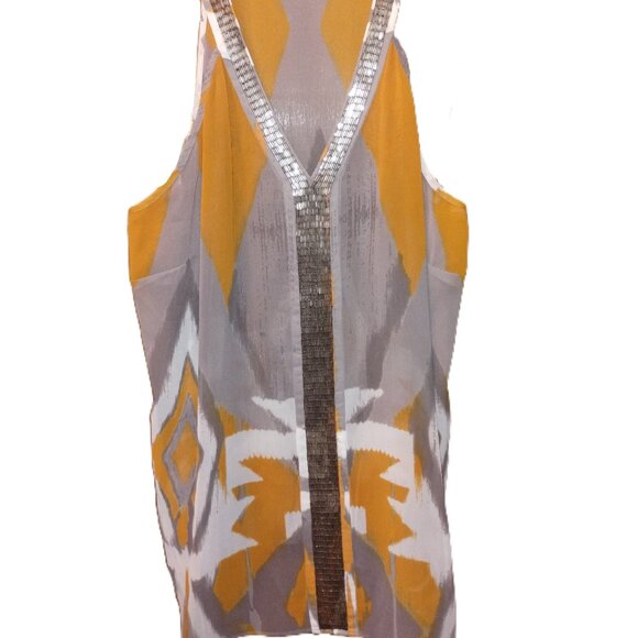 Beaded Sleeveless Aztec Print Blouse - Picture 2 of 4